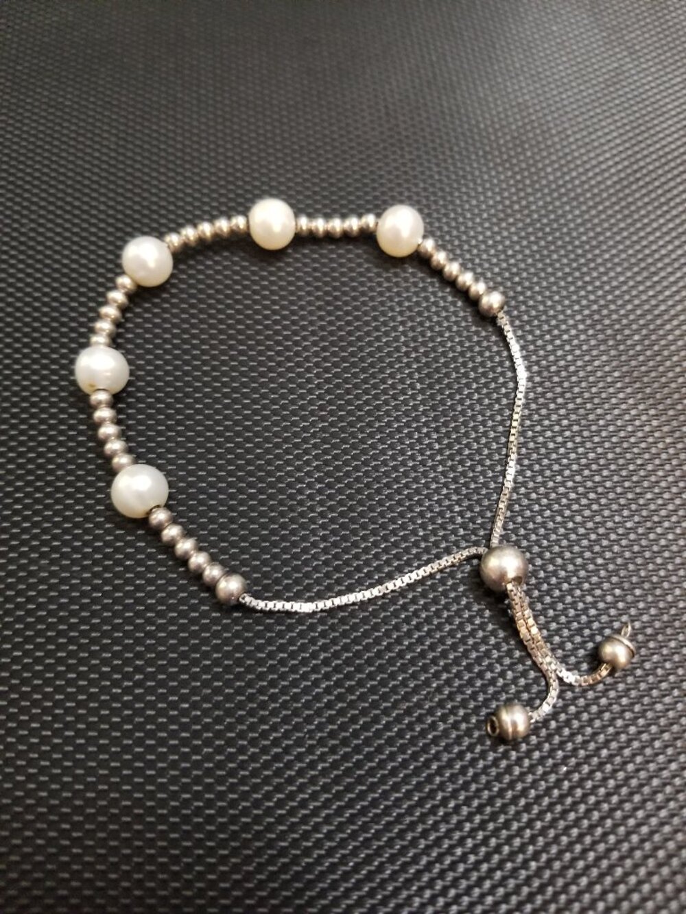 Fidget/Sliding Mechanism [Expandable] Snake-Chain Faux-Pearl Minimalist Bracelet